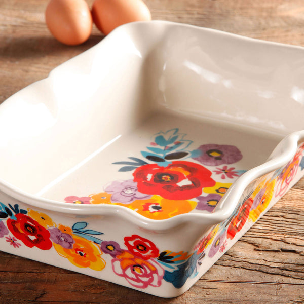 2-Piece Rectangular Ruffle Top Ceramic Bakeware Set